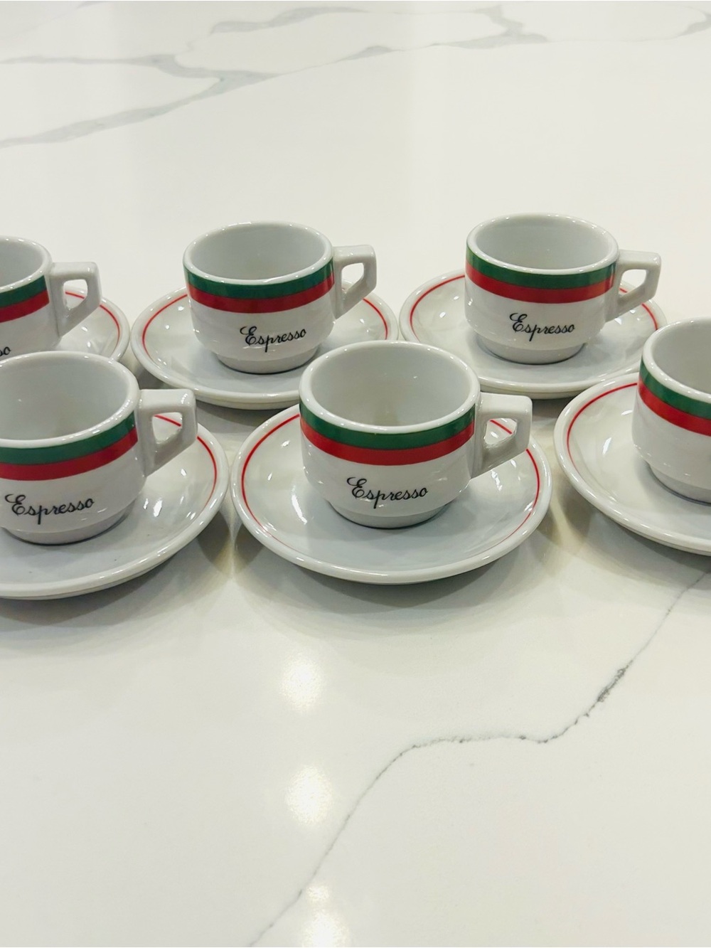 VTG Italian Coffeeware Espresso Cups With Saucers Set Of 6 Made In Brazil NEW